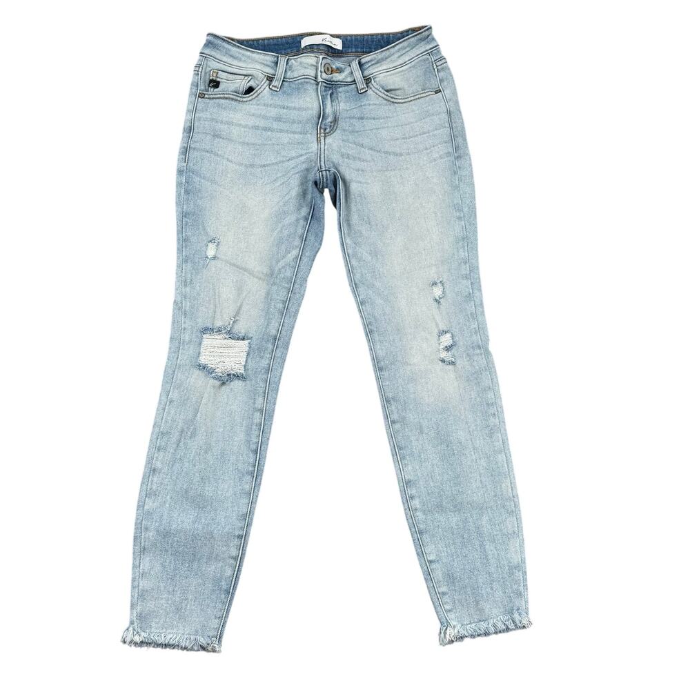 Kancan Light Wash Distressed Ankle Skinny Jeans size 7/27  Pre-Owned